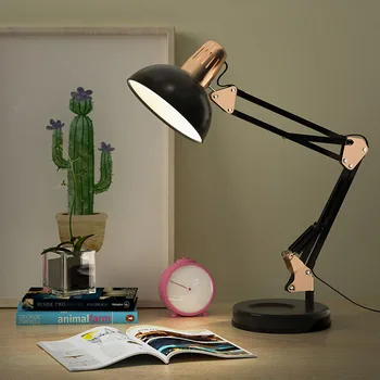 Винтажная Гибкая настольная лампа, Прикроватная лампа для чтения, Компьютерные Столы, Офисное оборудование, Складная Рабочая светодиодная студия с базовой книгой для чтения