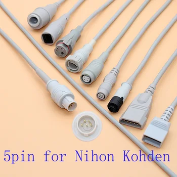 Совместимый кабель Nihon Kohden 5pin к магистральному адаптеру датчика Argon/Medex/HP/Edward/BD/Abbott/PVB/Utah IBP для датчика давления.