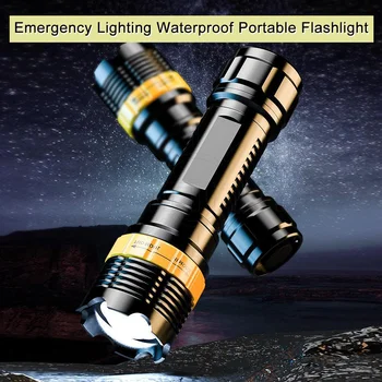 Светодиодные Фонари с сильным светом, USB Перезаряжаемая портативная высокомощная горелка, водонепроницаемый аварийный фонарик для кемпинга на открытом воздухе