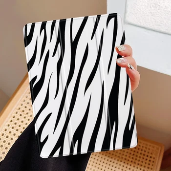 Пользовательское название Zebra Texture Case Для iPad Pro 11 12,9 дюймов 10,9 Air 4 10,5 5-й 6-й 10,2 9-й 8-й 7-й Mini 4 5 6 Smart Wake up Cover