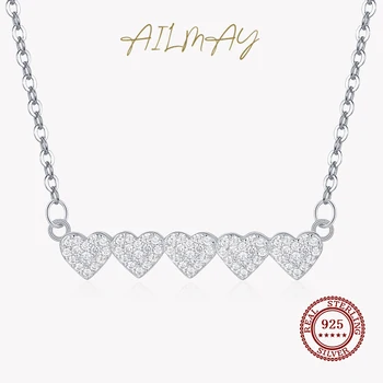 Ailmay, подлинное серебро 925 пробы, Романтическое Ожерелье с подвеской из сверкающего Циркона 
