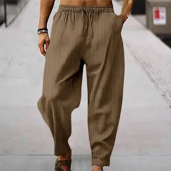 Новое Поступление, мужские хлопковые брюки Harlan из конопли, Повседневные Капри с завязками, Легкие Свободные Пляжные брюки для йоги, брюки с поясом и карманом