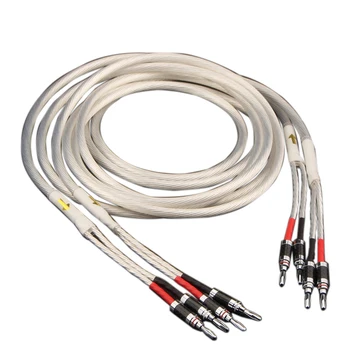 Пара Hi-Fi посеребренных кабелей для динамиков, Y-образный штекер, вилка типа 
