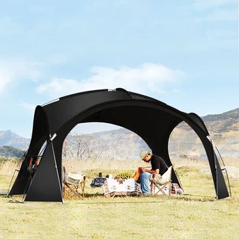Сверхбольшая водонепроницаемая палатка для кемпинга размером 410 * 410 * 230 см на 8-10 человек, покрытая серебром, Беседка, навес от солнца, куполообразный навес