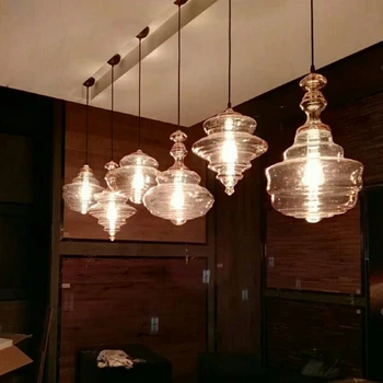 Современный подвесной светильник из прозрачного стекла креативной формы с одной головкой в скандинавском стиле, украшение ресторана, светодиодное освещение E27