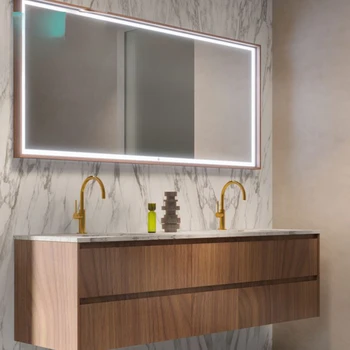 Дизайнерский шкаф для ванной комнаты из массива дерева в сочетании с умывальником из шифера для ванной комнаты, умывальник японской современной простоты.