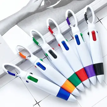 Портативная шариковая ручка, гелевая ручка с 4 цветными чернилами, выдвижной брелок с пряжкой, обучающие канцелярские принадлежности, студенческая ручка