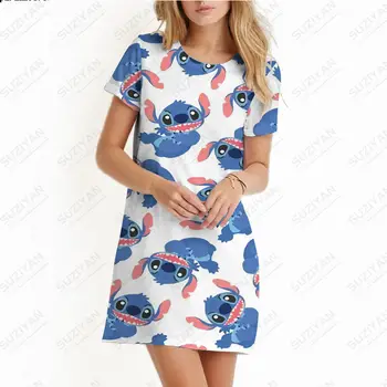 2023 Модное Новое Весенне-летнее женское платье Disney, Пляжная Юбка с 3D Принтом 