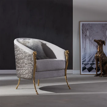Легкий роскошный художественный европейский медный металлический одноместный диван для дома, размер гостиной, диван-кресло, дизайнерский заказ