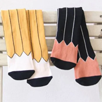милые носки для мальчиков и девочек, детские носки с рисунком карандаша, хлопковые носки для маленьких мальчиков, мягкие желтые цвета, милые носки, противоскользящие носки для телят