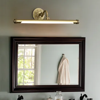 Новые зеркальные фары из чистой меди с прямой трубкой в китайском стиле из золота для гостиниц и торговых центров, зеркальных светильников для ванной комнаты, ванны