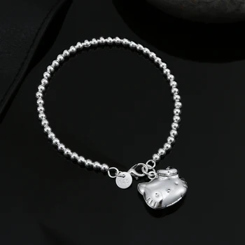 Стерлингового Серебра 925 пробы милые браслеты-цепочки с кошечками для женщин Модные роскошные дизайнерские украшения для вечеринок свадебные аксессуары подарки