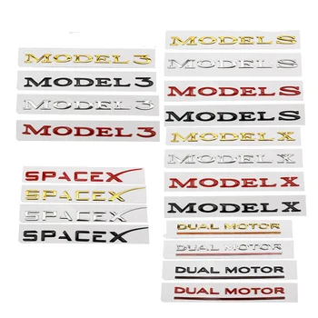Наклейка с надписью на багажник Для Логотипа Tesla SPACEX с ДВУМЯ двигателями, надпись с надписью на хвосте, автомобильные аксессуары Для Tesla Model Y 3 S X