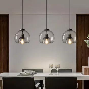 Потолочная люстра из скандинавского светло-Дымчато-серого стекла, светодиодное подвесное освещение для гостиной, Кухни, ресторана, кабинета, Декоративные лампы