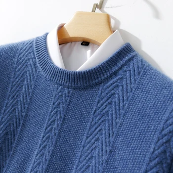 2022 Толстые свитера из 100% кашемира, Вязаные мужские Джемперы с горловиной, Зимние Теплые Пуловеры с длинными рукавами, Мужская одежда
