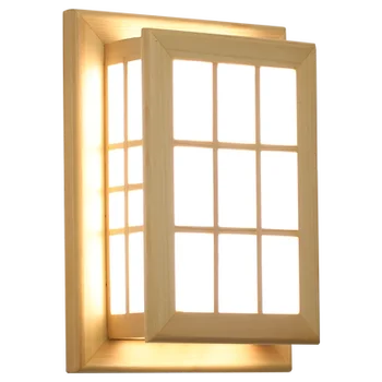 Японский Стиль Татами 8-12 Вт светодиодный Резиновый Деревянный Каркас Светодиодный Настенный Светильник с ПВХ Абажуром для Прикроватной Лампы в Спальне