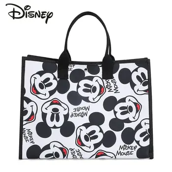 Disney Mickey Новая женская сумка Через плечо, Модная Высококачественная сумка, Мультяшная Повседневная экологическая сумка для покупок Большой емкости