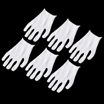 6 пар Белых Хлопчатобумажных перчаток, Мягкие Тонкие Перчатки, защита рук, рабочие перчатки, Легкая чистка, Защита от пыли, Многофункциональные Для домашнего использования, для работы на улице