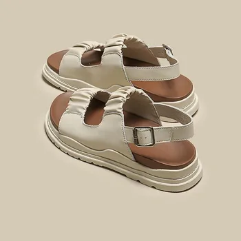 JIANBUDAN/ Новые модные повседневные сандалии на толстой подошве, Женские уличные сандалии на плоской подошве, удобные женские шлепанцы из искусственной кожи, летняя обувь