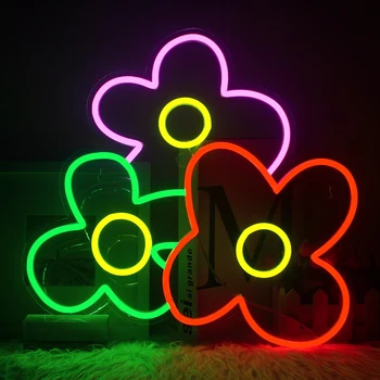 Цветы, неоновая вывеска, Многоцветные лампы на заказ Для домашней вечеринки, свадебного магазина, настенного декора, Настройте свои любимые светодиодные фонари