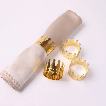 8 шт./Металл Креативная корона, полое Золотое кольцо для салфеток, украшение рабочего стола, используемое для семейной вечеринки, отеля, свадебного банкета, аксессуаров