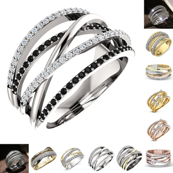 CAOSHI, хит продаж, модные кольца с перекрестными пальцами для женщин и мужчин, блестящий кубический цирконий, индивидуальность, аксессуары для вечеринок