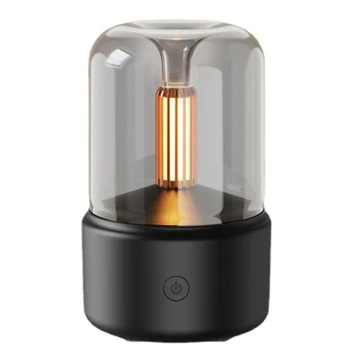 120 МЛ Свеча Лампа Диффузор Увлажнитель воздуха Электрический Ароматерапевтический Пламя USB Настольный декор Ночник Черный
