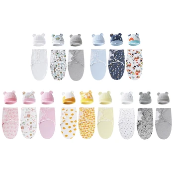 Детское пеленальное одеяло и шапочка-бини, комплект постельного белья для новорожденных 0-6 м, комплект для новорожденных мальчиков и девочек Оптом