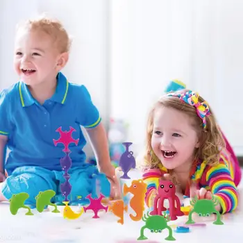 1 Комплект прекрасных игрушек на присоске, безопасность материала, игрушки для детской ванны, милые рыбки, морские животные, кукольные игрушки-присоски, украшения