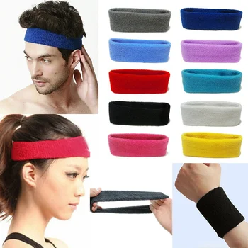 Хлопковая спортивная повязка на голову Sweatband для мужчин Женщин Унисекс лента для волос для йоги, гимнастические эластичные повязки на голову, прочная эластичная лента для фитнеса, баскетбольная лента