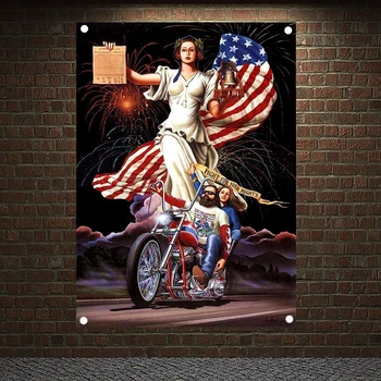 Американские Флаги Плакаты Мотоциклистов, Баннеры, Настенные Наклейки для Мотоциклиста, Домашний Декор, Наклейка На стену, Гобелен, Флип-чарт, Фреска