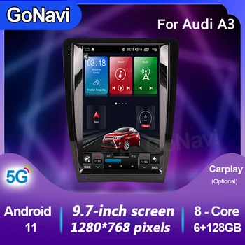 GoNavi Для Audi A3 Android Автомобильный радиоприемник с вертикальным экраном, стереоприемник 12,1 Дюймов, мультимедийный DVD-видеоплеер, сенсорный экран, GPS Navi