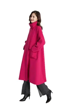 2023 Женская Зимняя одежда Реверсивное Шерстяное пальто С Расширенным Лацканом Модное Свободное Шерстяное пальто 1021