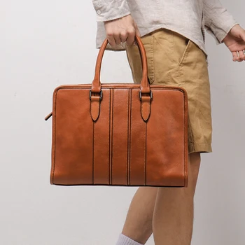 Кожаная офисная сумка Винтажный мужской портфель для документов формата А4 Легкая сумка для ноутбука Мужская сумка-мессенджер