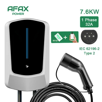 Автомобильное зарядное устройство AFAX EVSE Wallbox EV Для электромобилей, Зарядная станция для Электромобилей, Настенный Кабель 7.6KW 11KW 22KW Type2 IEC62196-2 Cord