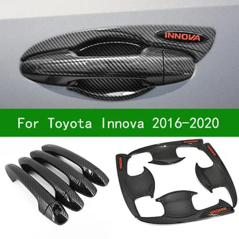 Для Toyota Innova AN140 2016-2019 крышка чаши дверной ручки автомобиля с рисунком из углеродного волокна, отделка крышки дверной ручки с рисунком из углеродного волокна 2016 2017 2018