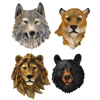 Настенное украшение с головой дикого животного, Волк, леопард, Лев, Медведь, Голова Тигра, 3D Статуя, Искусственное украшение, Декор для дома, гостиной