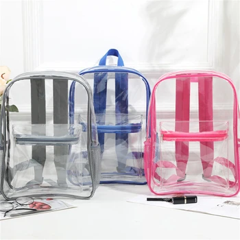 Прозрачный рюкзак для детей, сумка для школьных книг из ПВХ, водонепроницаемый рюкзак с передним карманом для девочек и мальчиков