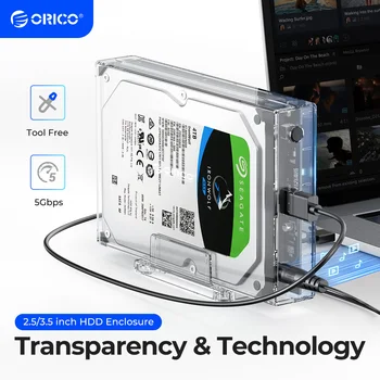 ORICO HDD Case 3,5 SATA к USB3.0 6 Гбит/с Прозрачный корпус жесткого диска для жесткого диска SSD HD Внешний корпус жесткого диска