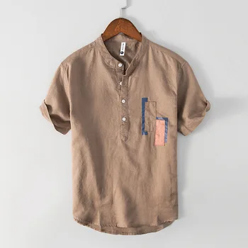 YZLDS/ Новая Летняя Повседневная футболка в стиле Шинуазри, Мужская Хлопковая Льняная Рубашка с коротким рукавом, Одежда для молодых людей