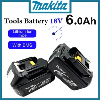100% Оригинальный Аккумулятор Makita 18V 6000mAh, Перезаряжаемый Электроинструмент, Аккумуляторная Батарея со светодиодной литий-ионной Заменой LXT BL1860B BL1860 BL1850