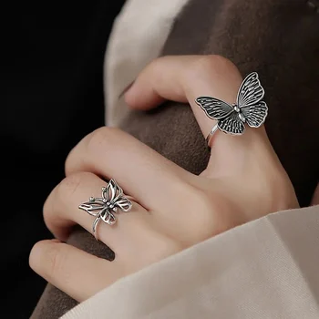 2021 Harajuku, Готические Винтажные Полые кольца с бабочками Для женщин, Регулируемые Кольца, Ювелирные изделия для Свадебной вечеринки