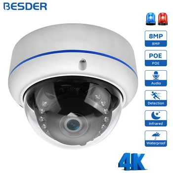 4K 8MP 4MP HD H.265 POE IP-камера Аудио AI Гуманоидное Обнаружение 1080P Антивандальная Купольная Камера Видеонаблюдения ИК Ночного Видения