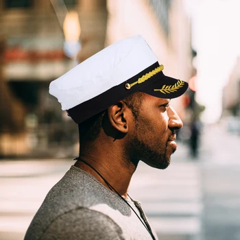 Шляпа капитана для взрослых Шляпы Шкипера лодки Костюм Моряка Корабля Шляпа Регулируемая Кепка Военно-морской Адмирал для мужчин и женщин