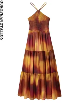 Женское платье миди с пайетками 2023, модное платье миди с принтом 