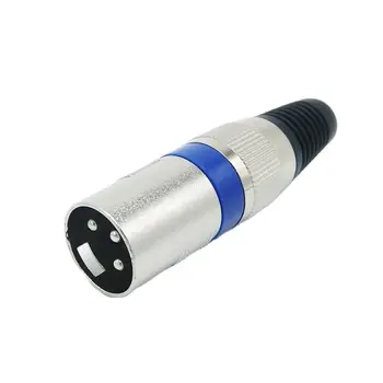 3-контактный металлический разъем XLR с разъемом для микрофона Микрофонный штекер для кабеля 6,5 мм синего цвета 1шт