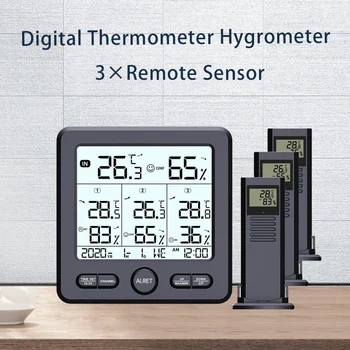 Метеостанция Цифровой Термометр-Гигрометр Для измерения температуры в помещении и влажности на открытом воздухе С беспроводным датчиком