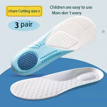 3 пары Детских стелек из пены с эффектом памяти, Детская Ортопедическая Дышащая вставка для поддержки свода стопы, спортивная обувь, прокладки для бега, Инструмент для ухода
