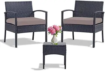 Набор стульев Набор для бистро 3 предмета набор мебели для бесед для маленького балкона ротанговые стулья и стол с подушками красный