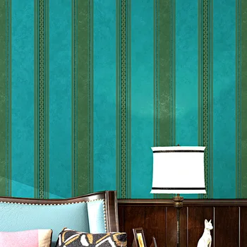 Обои зеленого цвета, ретро-зеленый, ностальгический деревенский стиль в американском стиле, темно-зеленый, зеленый, вертикальная полоса, в полоску для спальни